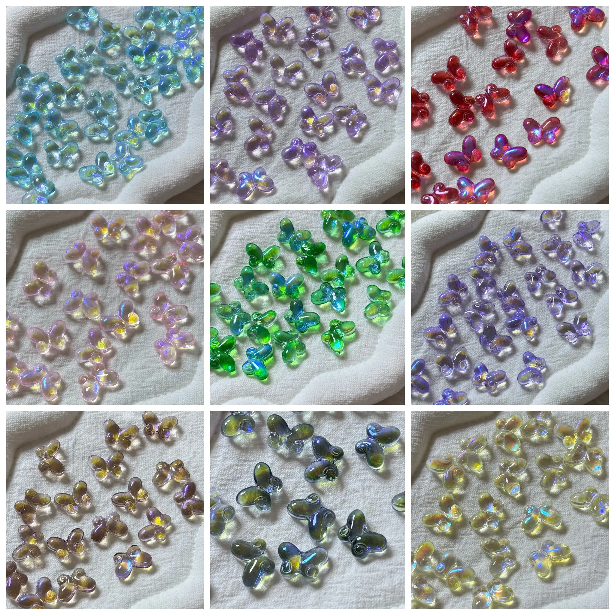 【BJ1-15】Multicolor Iridescent Butterfly‑Shaped Glass Beads for Jewel 75ml