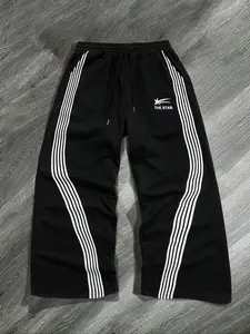 Men's Striped Print Drawstring Waist Lightweight Sweatpants, Casual Comfy Pocket Straight Leg Trousers for Daily Wear, Fashion Men's Bottoms for All Seasons