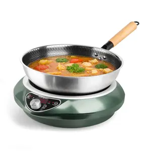 1700W 85V~120V Induction Cooktop 16 Level Temp&Power Ctrl Burner Stainless Steel Wok Pan Included Curved Surface Concave Electric Stove Hot Plate Cooker Hob Portable Commercial Countertop Burners for Cooking Heater 18 hours timer Kitchen Quick Abangdun