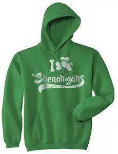 I Clover Shenanigans Hoodie Funny Irish Clover Sweatshirt Novelty Shirt Unisex Vintage Fashion Hoodies Saint Patrick's Day Hoodie Funny Drinking Pullover Novelty Sweatshirt Green