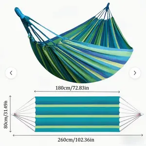 Extra Large Single Person Multi Color Blue Hammock, Heavy Duty 300Lb Capacity, Sturdy All-Weather