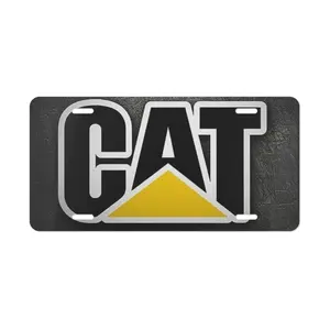Classic CAT Logo License Plate, 12" x 6" Aluminum Vanity Tag for US Vehicles, Caterpillar Logo Plate, Industrial Decor, Best Gift