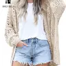 Women's Hollow Out Open Front Cardigan Sweater, Casual Loose Long Sleeve Knit Cardigans for Daily Wear, Autumn Fashion Outerwear, Fall Knitwear, Ladies Clothes
