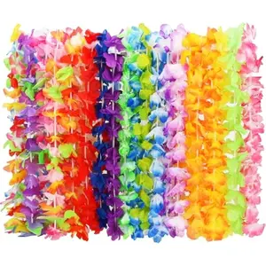 Leis for Luau Party, Hawaiian Leis Bulk Decorations Silk Flower Necklace, Colorful Tropical Hawaiian Bulk Hula Dance Party Decor, Flower Leis Summer Beach Pool Party Decorations Favors Supplies