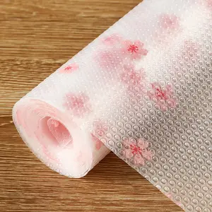 Eva Kitchen Cabinet Liner Roll, Non-Stick Waterproof Oil-Proof, Sakura Pattern Design, Easy Clean Durable Storage Pad
