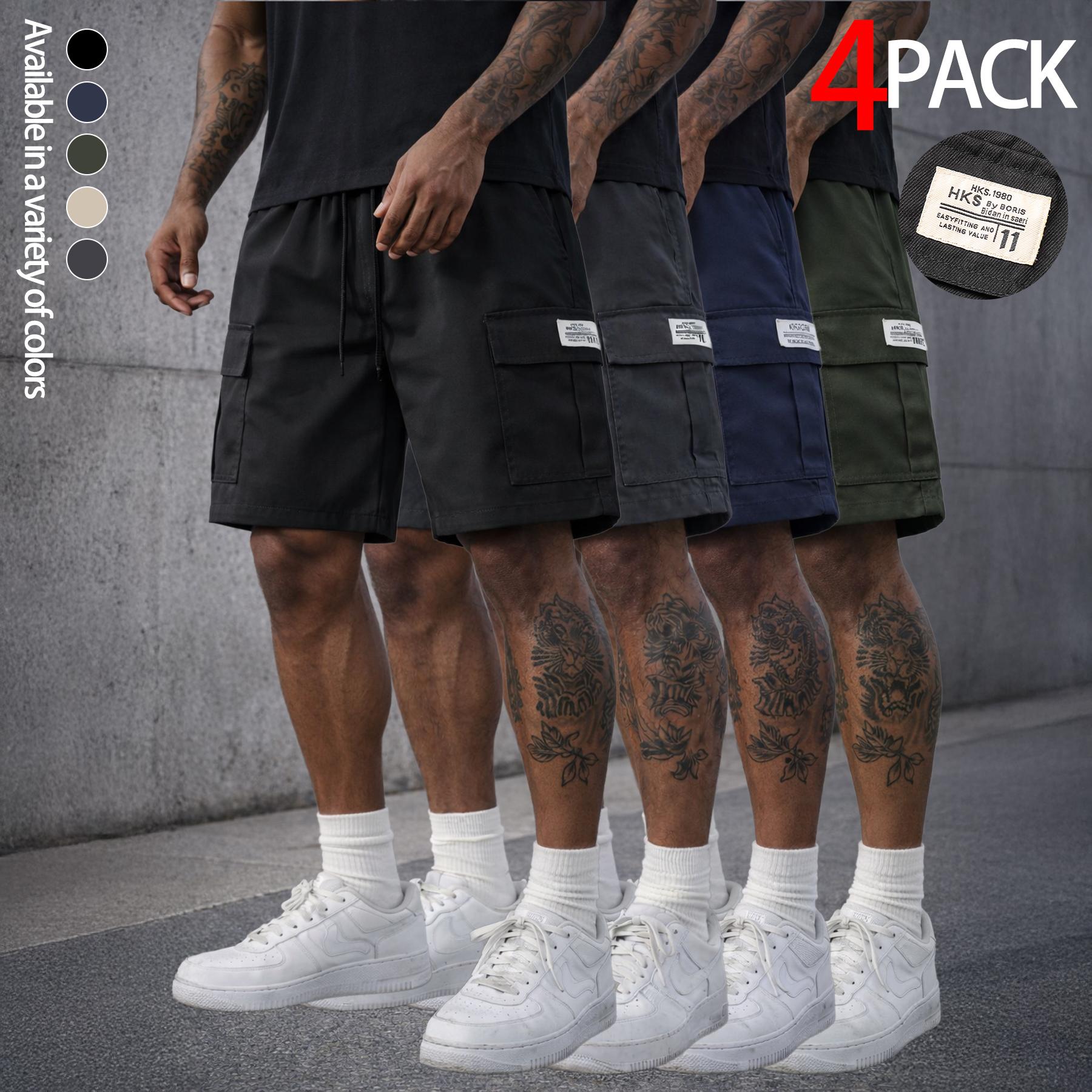 Mens Cargo Shorts Techwear Gorpcore Urban Utility Multi Flap Pockets Loose Fit Wide Leg Drawstring Summer Casual Streetwear High Street Vibe Cityboy Tactical Outdoor Hiking Athletic Workout Daily Wear Half Pants Multi Pack Bundle Fashion Basics Essentials