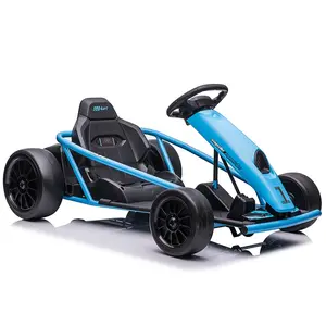 【Labor Day Sale】Blue Electric Ride On Go Kart for Kids 24V Racing Car for Ages 8 Plus Realistic Birthday