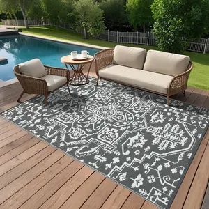 Outdoor Rug Patio Waterproof, Large Outdoor Plastic Straw Rug, Reversible Out Door Carpet for Camping, Deck, Rv, Balcony, Porch, Backyard