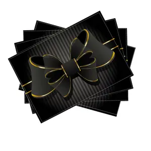 Luxury Gold Bow Print Table Mats, Kitchen Decorative Placemat, Set of 4 or 6, Elegant Home Kitchen Dining Decor, Perfect for Wedding Parties