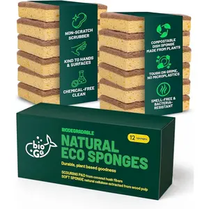 12 Pack   Kitchen Sponges - , Compostable, Cellulose Dish - Compostable -  - Cellulose Sponge