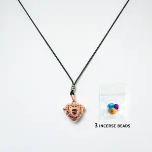 Openable Heart Locket: Hollow-out Design with Adjustable Chain | Includes 3 Botanical Scent Beads for Stress Relief & Sacred Mementos