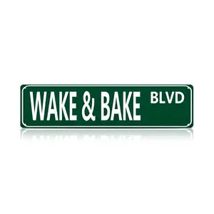Wake & Bake Blvd Metal Tin Sign (16 x 4 Inch) – Funny Vintage Weed Marijuana Wall Art Decor, Slim Street Sign for Home Bar Cafe Garage Indoor/Outdoor, Humorous Gift for Mother’s Day, Father’s Day, Graduation, 4th of July, Vintage Metal Tin Sign