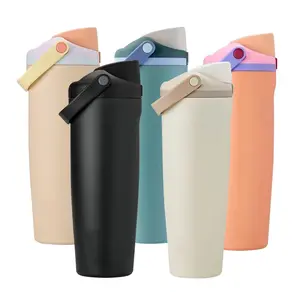 Portable fruit cup large capacity car cup 304 stainless steel thermos cup straw double drinking cup