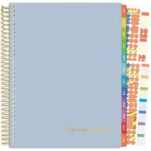 Deluxe Teacher Planner 2025-2026, Lesson Planner Book with 7 Periods Jul 2025 - Jun 2026, 8.5" x 11" Daily Weekly and Monthly Organizers with Colorful Tabs, Planning Stickers,120gms Paper, Blue