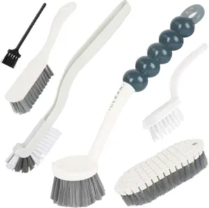 6 Pack Multi-Purpose Cleaning Brush Set with Grip Handles, Deep Cleaning Tools for Kitchen, Bathroom, Dishes, Bottles, Shoes & Hard-to-Reach Areas