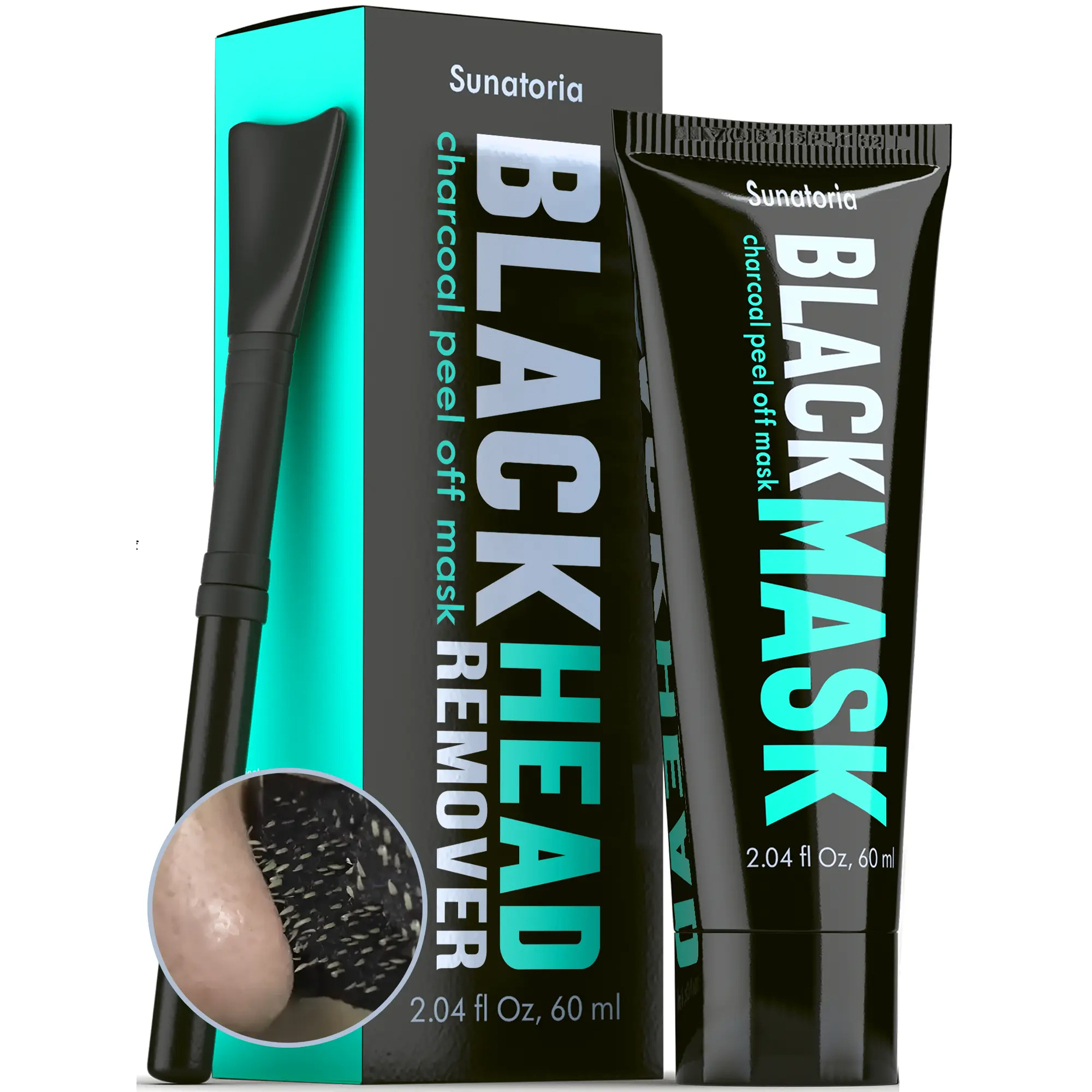 SUNATORIA Activated Charcoal Peel Off Facial Mask - Grape-Infused, Oat Extract-Enriched Natural Formula for Gentle Blackhead Removal, Smooth Skin - Deep Pore Cleaner, Pore Control for Women with Normal & Dry Skin