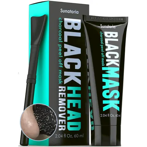 SUNATORIA Activated Charcoal Blend Peel-Off Face Mask - Grape-Infused, Oat Extract-Enriched, Aluminum-Free Natural Formula for Gentle Blackhead Removal, Deep Cleansing, Skin Detox, Smooth Pore Control (Adults' Normal & Dry Skin)