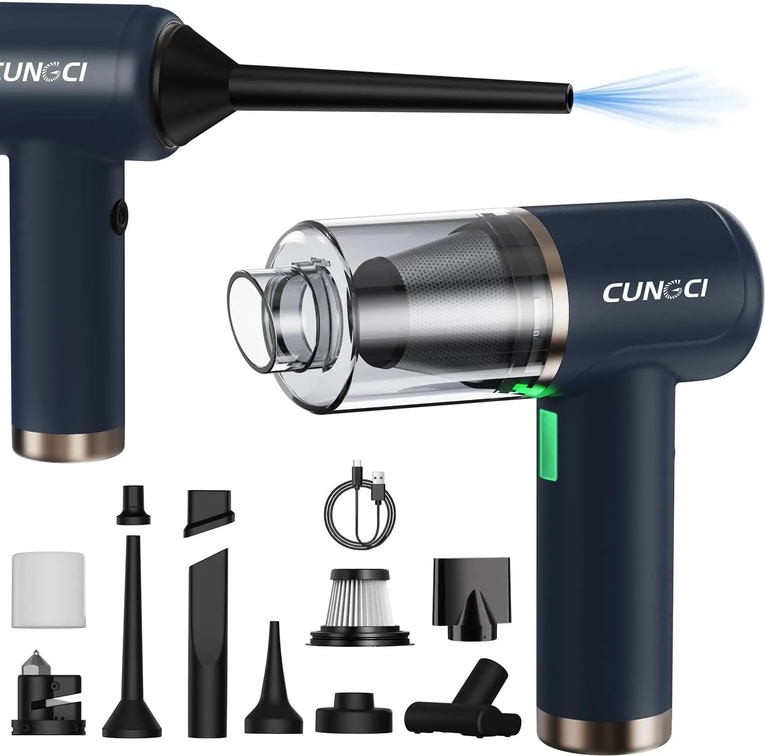 Car Vacuum Vacuum, 18000Pa 5 in 1, 100W Brushless Motor, High Vacuum Cleaner with Window Breaker, LED Light, Multi-Nozzles for Car, Home, Pet, Office