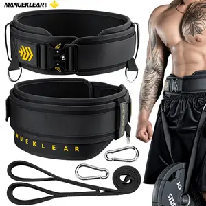 MANUEKLEAR 2-in-1 Weightlifting Belt & Dip Belt with 36.7 IN Rope, Double-Layer Weight Lifting Belts, Powerlifting Gym Weighted Belt for Pull Up Squat