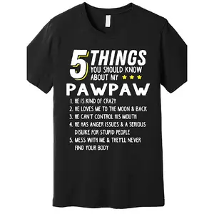 Men'S Crew Neck Tee, 5 Fun Grandpa Pawpaw Graphic Shirt, Casual Short Sleeve Knit Top with Moderate Stretch, Regular Fit Solid Color T-Shirt, Fabric Crewneck