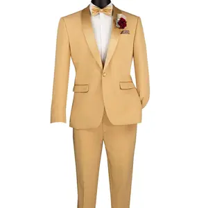 Bellatrix Collection: Light Gold 2-Piece Luxurious Stretch Slim Fit Tuxedo with Shawl Lapel