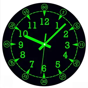 Vintage Glow-In-The-Dark Vinyl Record Wall Clock, Large Numbers, Bedroom Living Room Kitchen Decor, Halloween Christmas Gift