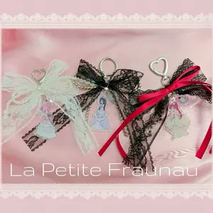 Handmade Custom Puella Magi Madoka Magica Homura Madoka inspired Anime Manga Kawaii Githuc Lolita EGL Keychain Purse Bag Charm with Bow and Unique Design