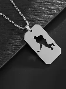 Hockey Player Design Pendant Necklace, Stainless Steel Jewelry for Party, Daily Clothing Decor, Trendy All-match & Exquisite Jewelry for Birthday Gift