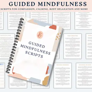 Mindfulness Script & Relaxation Workbook, Includes Progressive Muscle Relaxation, Visualization, Guided Meditation Techniques, Empathy Training, Spiral Notebook Journal, Spiral Bound Notepad