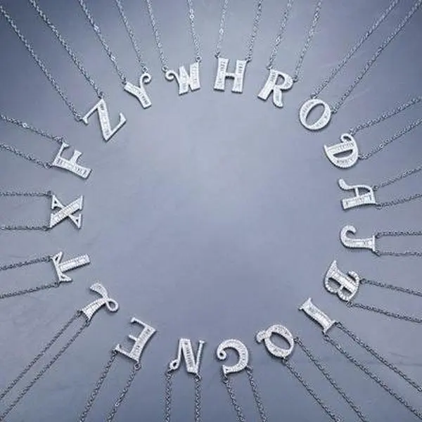 Initial Necklace Natural Crystal Zircon Gemstone Sterling Silver Letter Pendant Personalized 26 Alphabet From A-Z Necklace for Women Men Initial Necklace Natural Crystal Zircon Gemstone Sterling Silver Letter Pendant Personalized 26 Alphabet From A-Z Necklace for Women Men