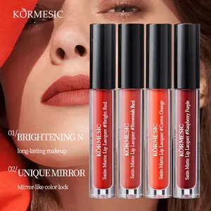 Long-lasting Matte Lip Gloss set,  Matte Liquid Lipstick, Waterproof Lip Glaze, Moisturizing Non-Stick Cup Nude Lipstick, suitable for all occasions, Great Gift Set for Girls, Valentine's Day gift , 4pcs
