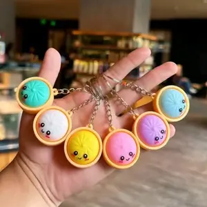 Mini Glitter Dumpling Keychain Charm, Cute Colorful Soft Silicone Fidget Toy, Fun Food-Shaped Pendant, Great for Parties and Gifting, Trendy Cute Keychain.