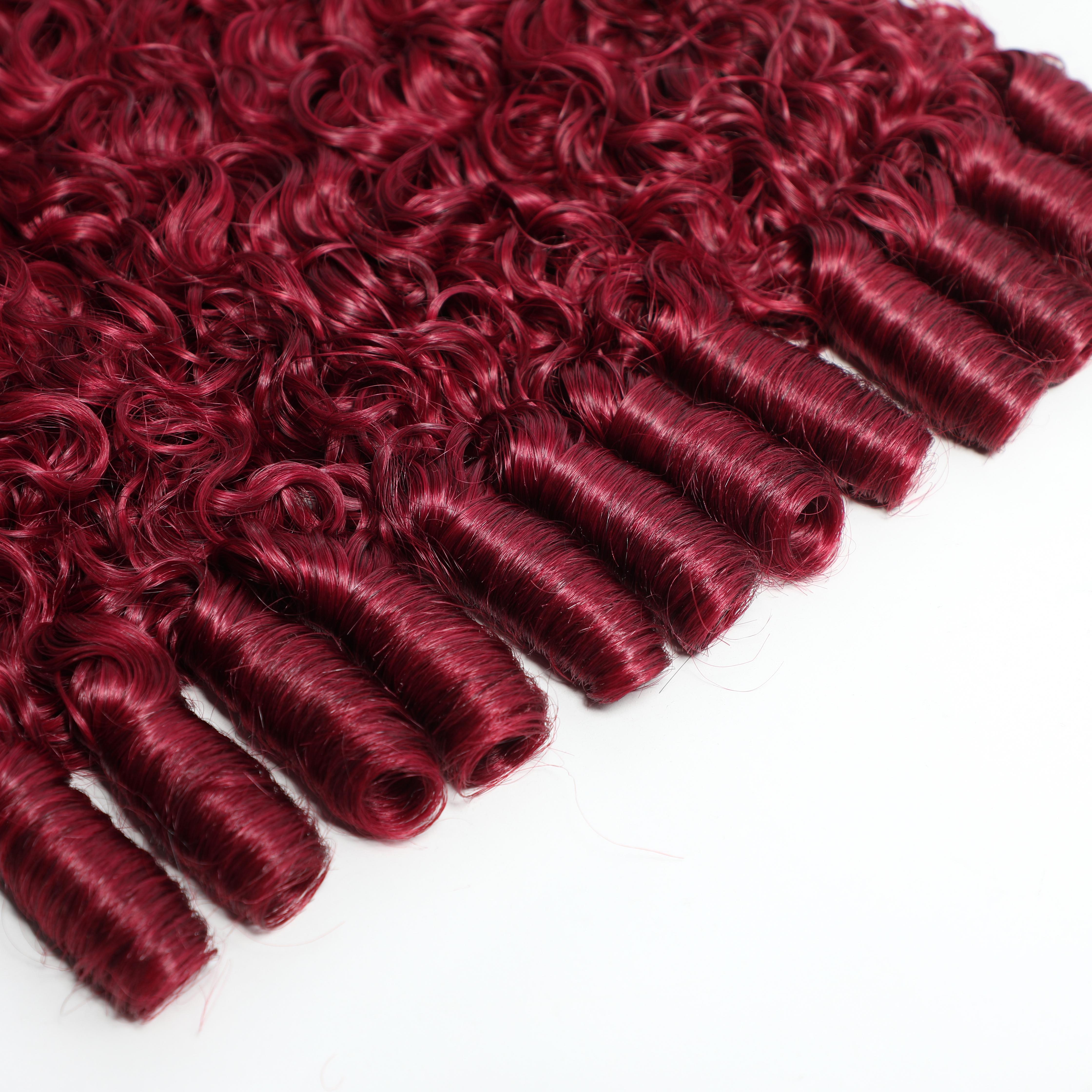 Burmese Curly 3 or 4 PCS Bundles Virgin Human Hair 16A 99J Color 14-32 Inches Spiral Ends Look