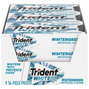 Trident White Wintergreen Sugar-Free Chewing Gum, 9 Packs of 16 Pieces (144 Total Pieces)