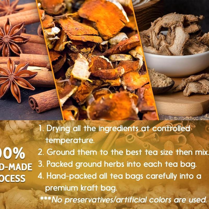 120 Bags Premium Turmeric Ginger Cinnamon Tea, Improve Digestion, Support Brain, Weight, Skin and Sleep, Eco-Conscious Tea Bags and Premium Natural Ingredients. Turmeric Ginger Herbal Tea. No Sugar, No Caffeine, No Gluten, Vegan.