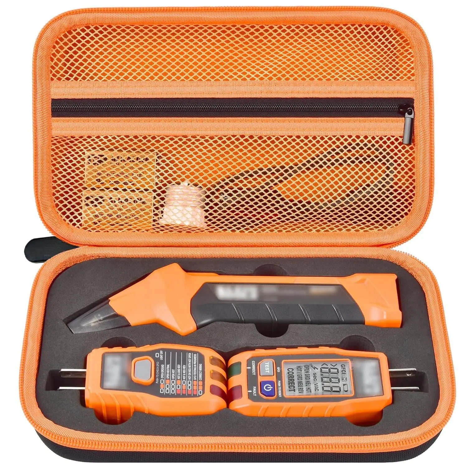 Case Compatible with Klein Tools ET310 AC Circuit Breaker Finder & 80016 Outlet Repair Tool Kit & RT250 GFCI Receptacle Tester. Electrical Tools Storage Organizer Holder Bag (Box Only)-Orange Inner