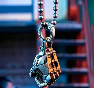 Movable Finger Steampunk Robot Charm Necklace, Stainless Steel Mechanical Hand Pendant Costume Jewelry, Ideal Graduation Fashion Accessory
