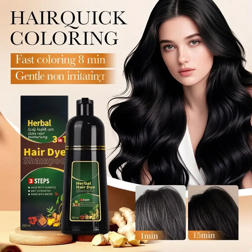 Black semi permanent Hair Color Shampoo for Gray/Black Hair – Magic Hair Dye Shampoo – Colors Hair in Minutes–half Long Lasting–500 Ml–3-In-1 Hair Color for Women & Men –Ammonia-Free (Various Colors)