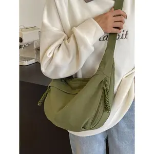 Women's Solid Color Nylon Shoulder Bag Fashionable Crossbody Purse Versatile Casual Tote for Daily Use Perfect for Work School Travel Shopping Weekend Outings or Gift Idea