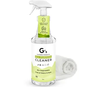 G's Cleaning Biodegradable All Purpose Cleaner – 32 oz Non-Toxic Natural Cleaning Spray – Multipurpose Cleaner Spray for Multi Surface, Kitchen, Counter Top, Furniture, Floor, Home and Household