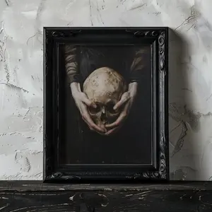 Gothic Skull Aesthetic unframed Poster, Moody Gothic Victorian Woman Wall Art, Gothic Dark Academia Home Decor