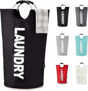 90L Laundry Basket, Waterproof Laundry Hamper, Laundry Bag with Padded Handles, Clothes Hamper Stands Up Well, Collapsible Laundry Basket Easy Storage (black)