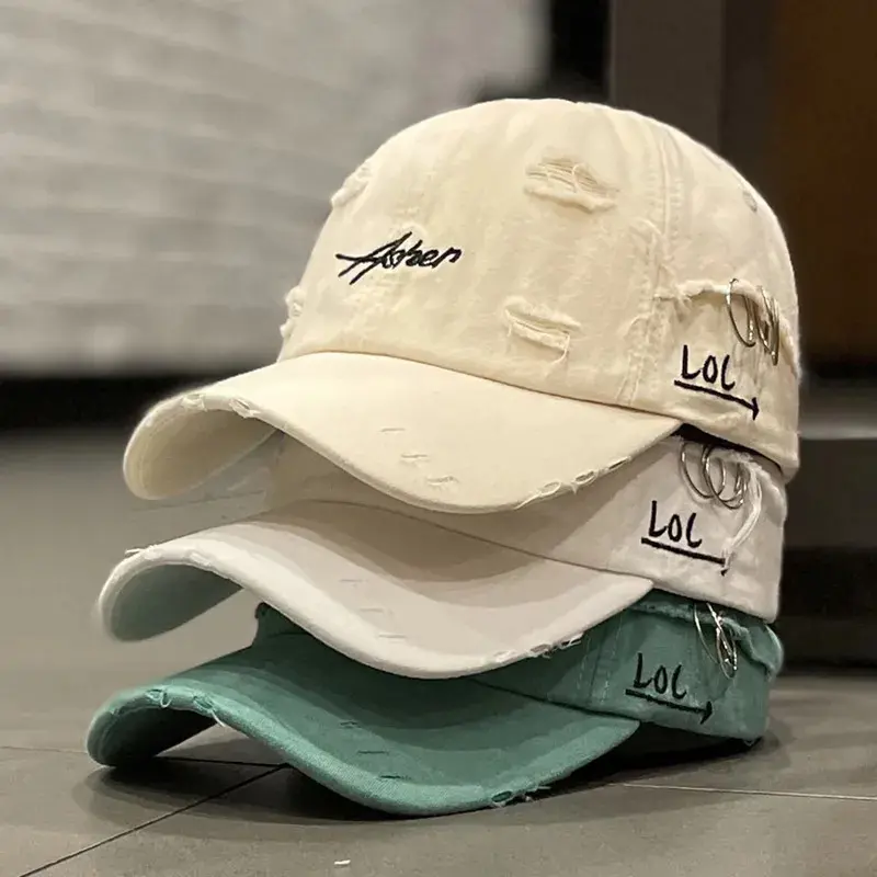 Retro perforated duck tongue men's and women's spring and summer fashion personality, simple street sun protection baseball cap