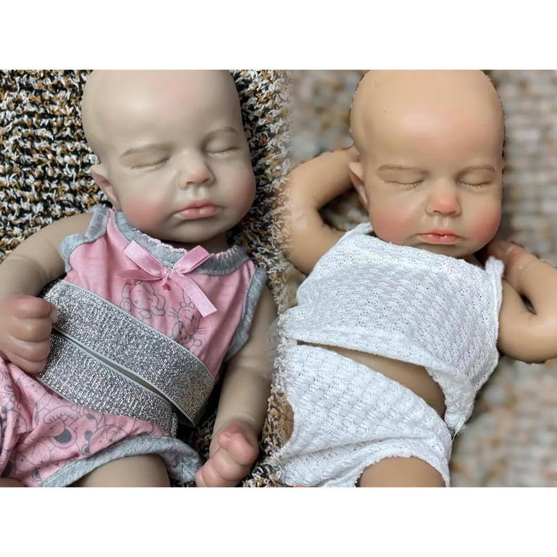 1 Pcs 13 Inch Dark Skin Full Body Solid Silicone Reborn Boy And Girl Doll Painted Bald Hand-Painted Skin Soft Touch Feeling Waterproof Newborn Doll Toys for Girl/Collector