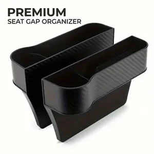CLEAN CAR AESTHETIC Premium Seat Gap Organizer 2-Pack Sleek Side Storage for Drinks Keys No Leg Interference Multifunctional Seat Gap Storage Box with Cup Holder Console Side Pouches USB Car Charger Auto Accessories