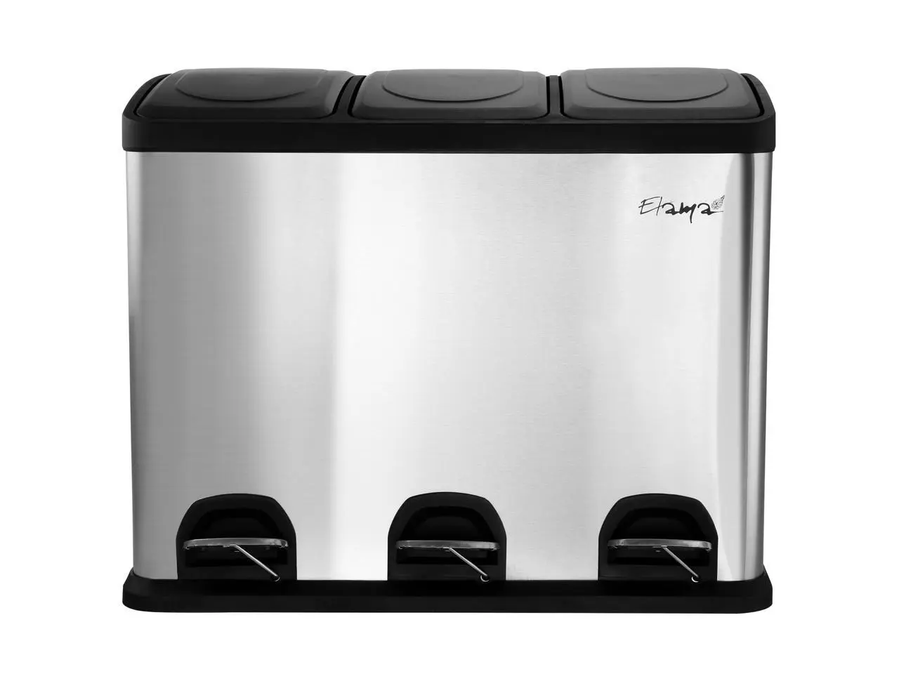 Elama 3 Section 15 Liter/4 Gallon Each Section Trash and Recycling Step Bin