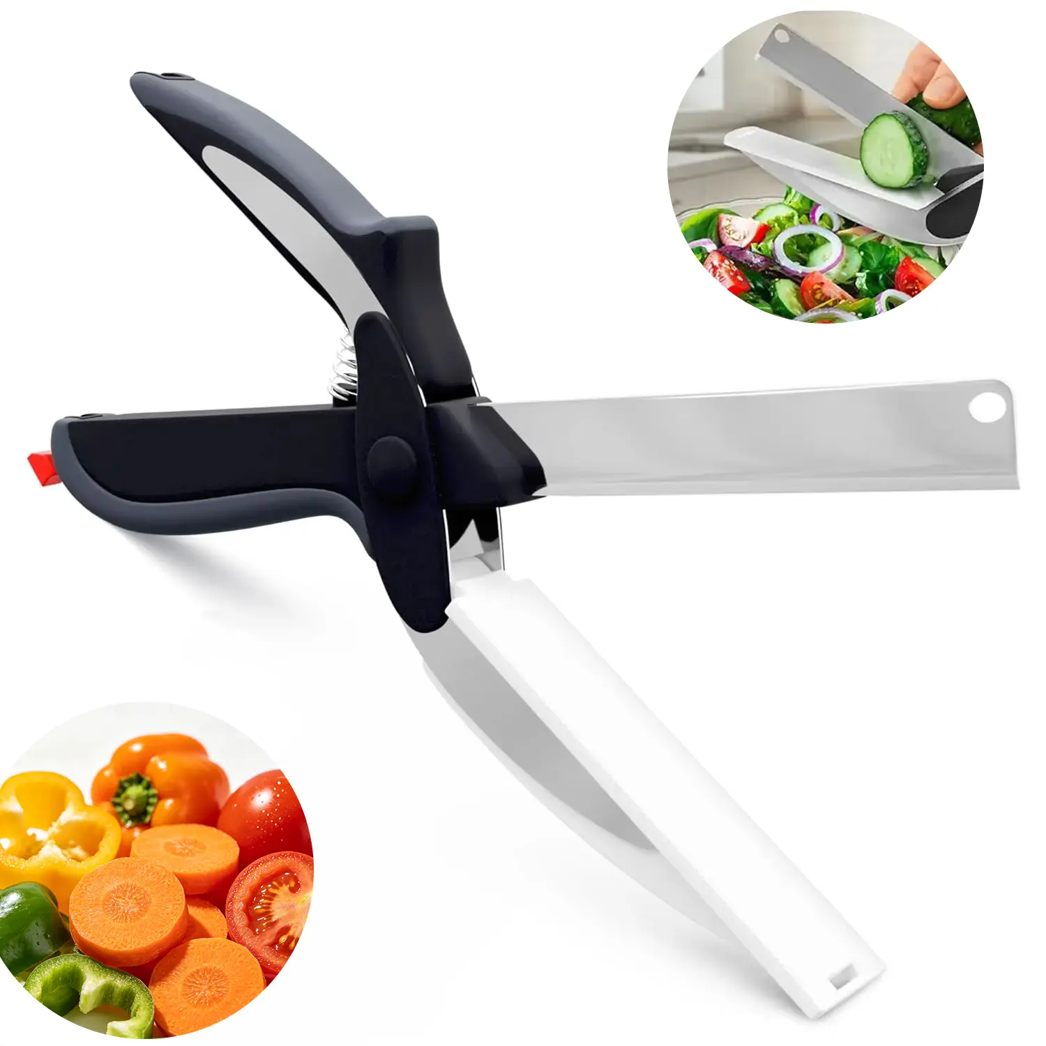 Upgraded Kitchen Scissors with Cutting Board – 2 In 1 Stainless Steel Food Shears with Safety Lock, Multipurpose Cutter for Meat, Vegetables, Cheese & Fruit 9.5"