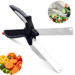 Upgraded Kitchen Scissors with Cutting Board – 2 In 1 Stainless Steel Food Shears with Safety Lock, Multipurpose Cutter for Meat, Vegetables, Cheese & Fruit 9.5"