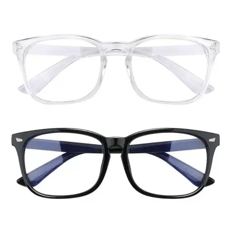 Unisex Lightweight Round Frame Anti-Bluelight Clear-Lens Eyewear - Transparent Plastic Fashionable Frames, Anti-Eyestrain, UV Protection, Comfortable Fit for Adults’ Gaming & Screen Time Indoor Recreation Use