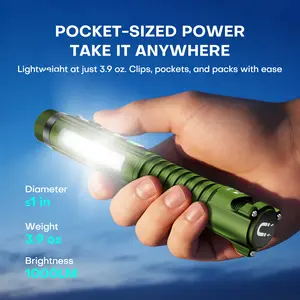TUOWEE LB3 EDC Flashlight Rechargeable 800 Lumen with 11 Modes LED, Magnetic Clip, Glass Breaker, Bottle Opener, USB-C for Work Home Emergency
